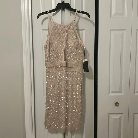 NWT, Aidan Mattox  size 10 champagne color cocktail dress
Sparkly, sequins - Picture 2 of 5